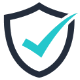 Shield icon with a blue checkmark symbolizing security, protection, or verified status. Symbolizing training with guaranty.